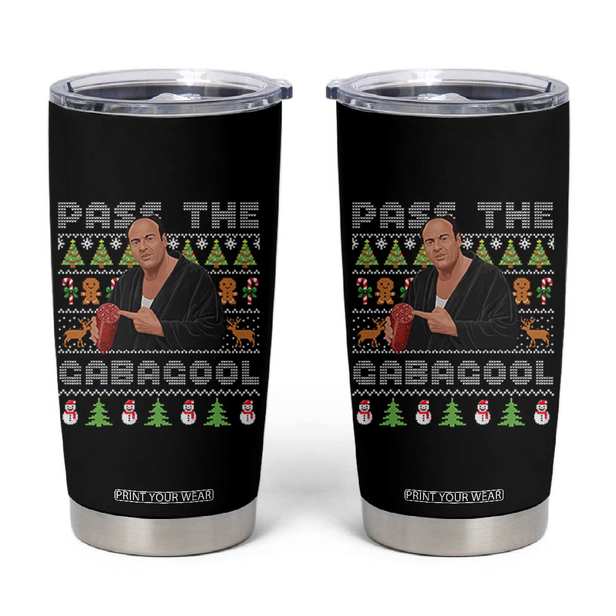 Christmas Pass The Gabagool Tumbler Cup Retro TV Show Funny Ugly Xmas TS10 Black Print Your Wear