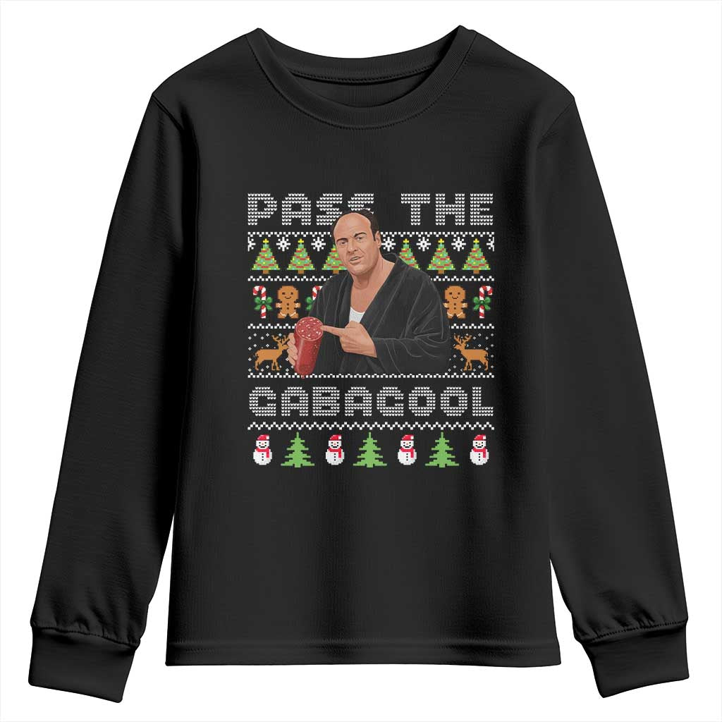 Christmas Pass The Gabagool Youth Sweatshirt Retro TV Show Funny Ugly Xmas TS10 Black Print Your Wear