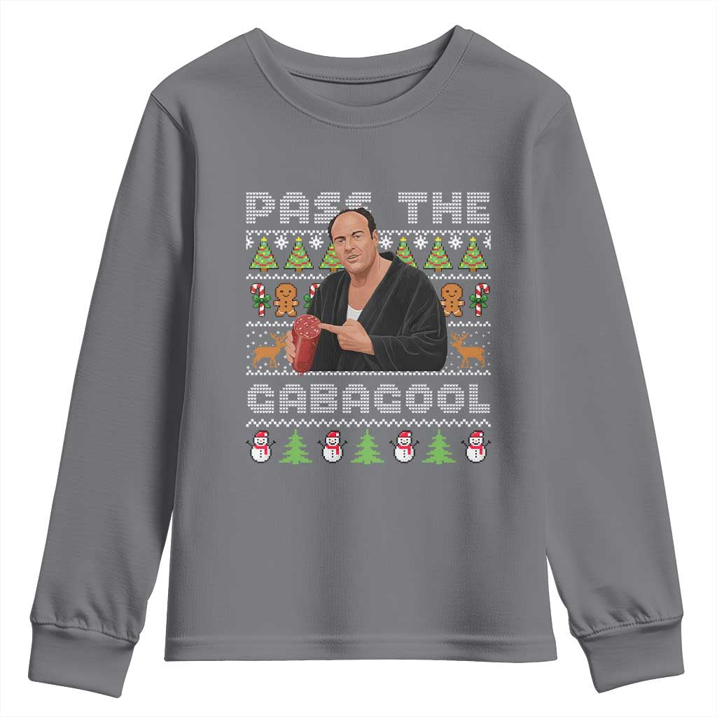 Christmas Pass The Gabagool Youth Sweatshirt Retro TV Show Funny Ugly Xmas TS10 Charcoal Print Your Wear