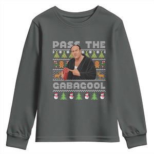 Christmas Pass The Gabagool Youth Sweatshirt Retro TV Show Funny Ugly Xmas TS10 Dark Heather Print Your Wear