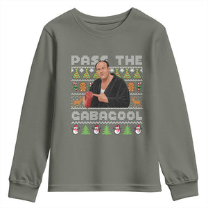 Christmas Pass The Gabagool Youth Sweatshirt Retro TV Show Funny Ugly Xmas TS10 Military Green Print Your Wear