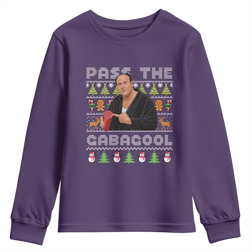 Christmas Pass The Gabagool Youth Sweatshirt Retro TV Show Funny Ugly Xmas TS10 Purple Print Your Wear