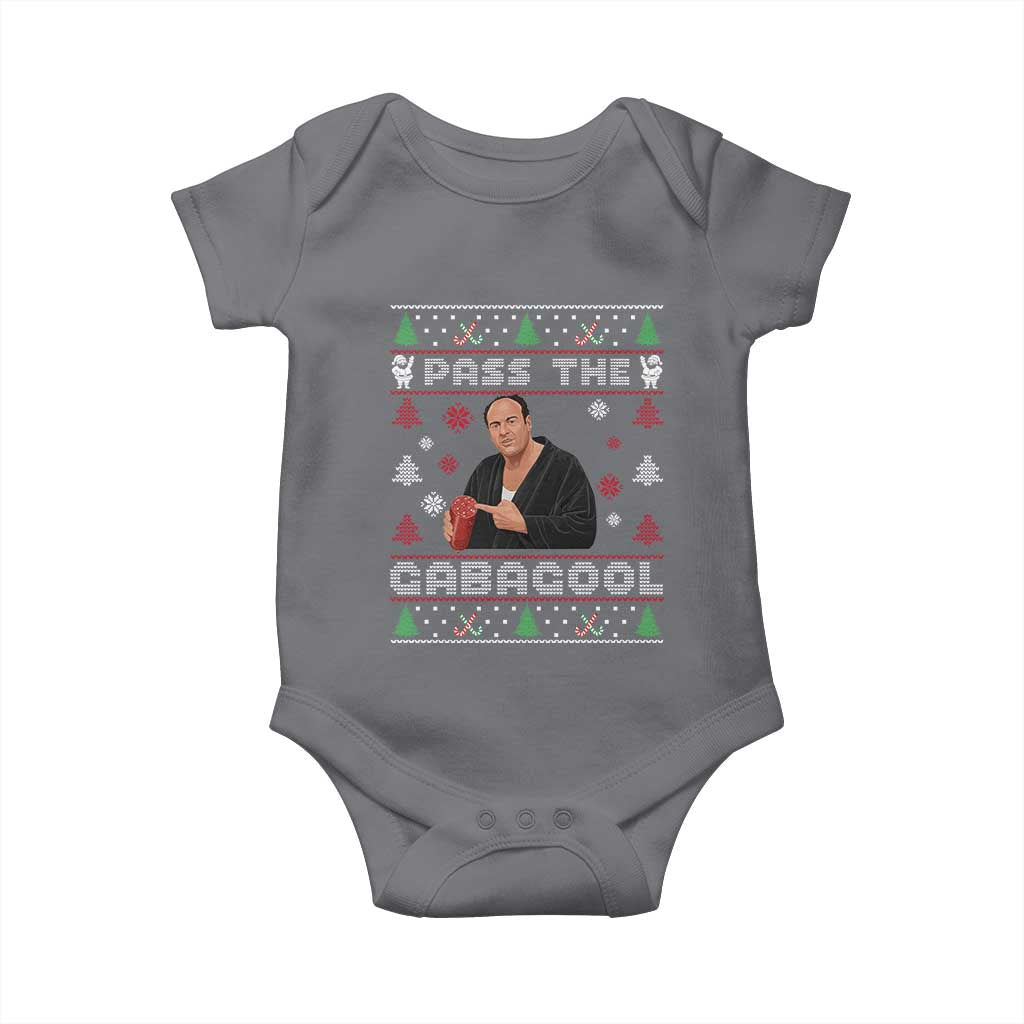 Pass The Gabagool Ugly Christmas Baby Onesie Retro TV Show Funny TS10 Charcoal Print Your Wear