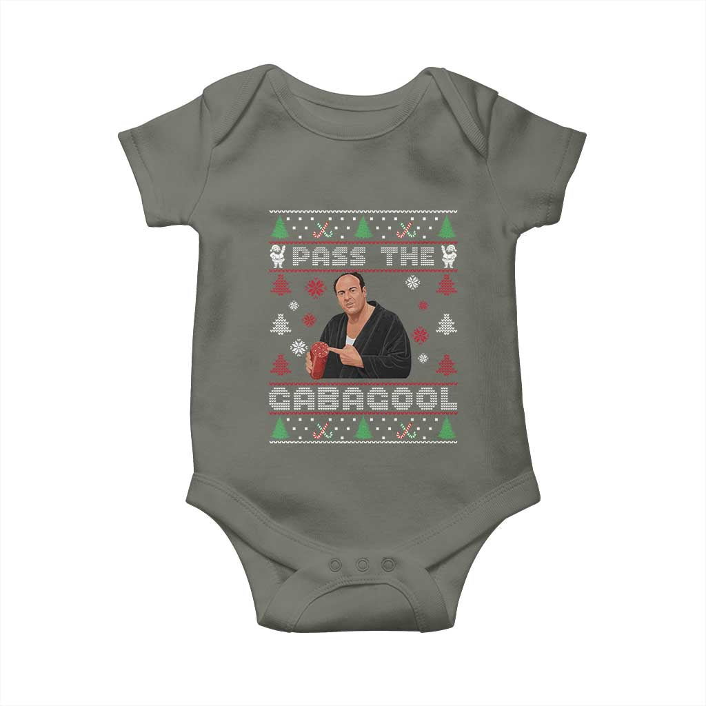 Pass The Gabagool Ugly Christmas Baby Onesie Retro TV Show Funny TS10 Military Green Print Your Wear