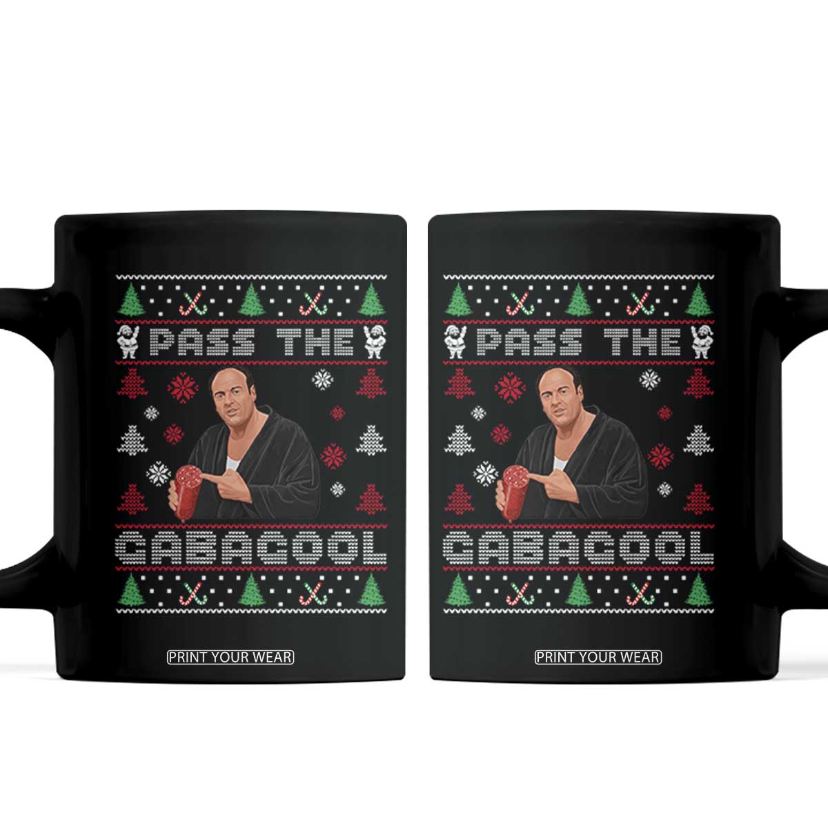 Pass The Gabagool Ugly Christmas Coffee Mug Retro TV Show Funny TS10 Black Print Your Wear