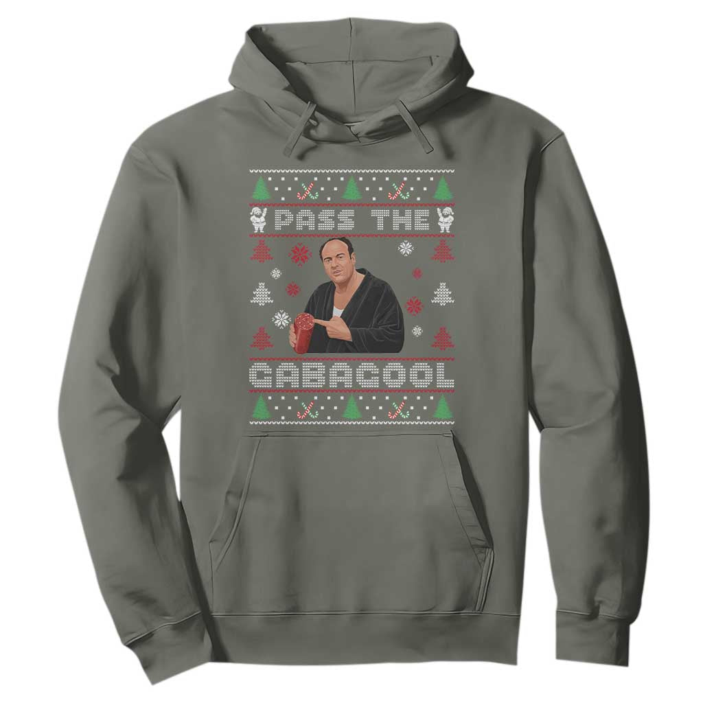 Pass The Gabagool Ugly Christmas Hoodie Retro TV Show Funny TS10 Military Green Print Your Wear