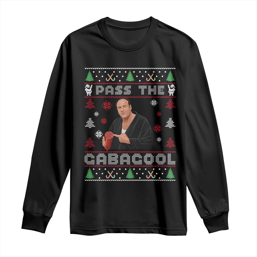 Pass The Gabagool Ugly Christmas Long Sleeve Shirt Retro TV Show Funny TS10 Black Print Your Wear