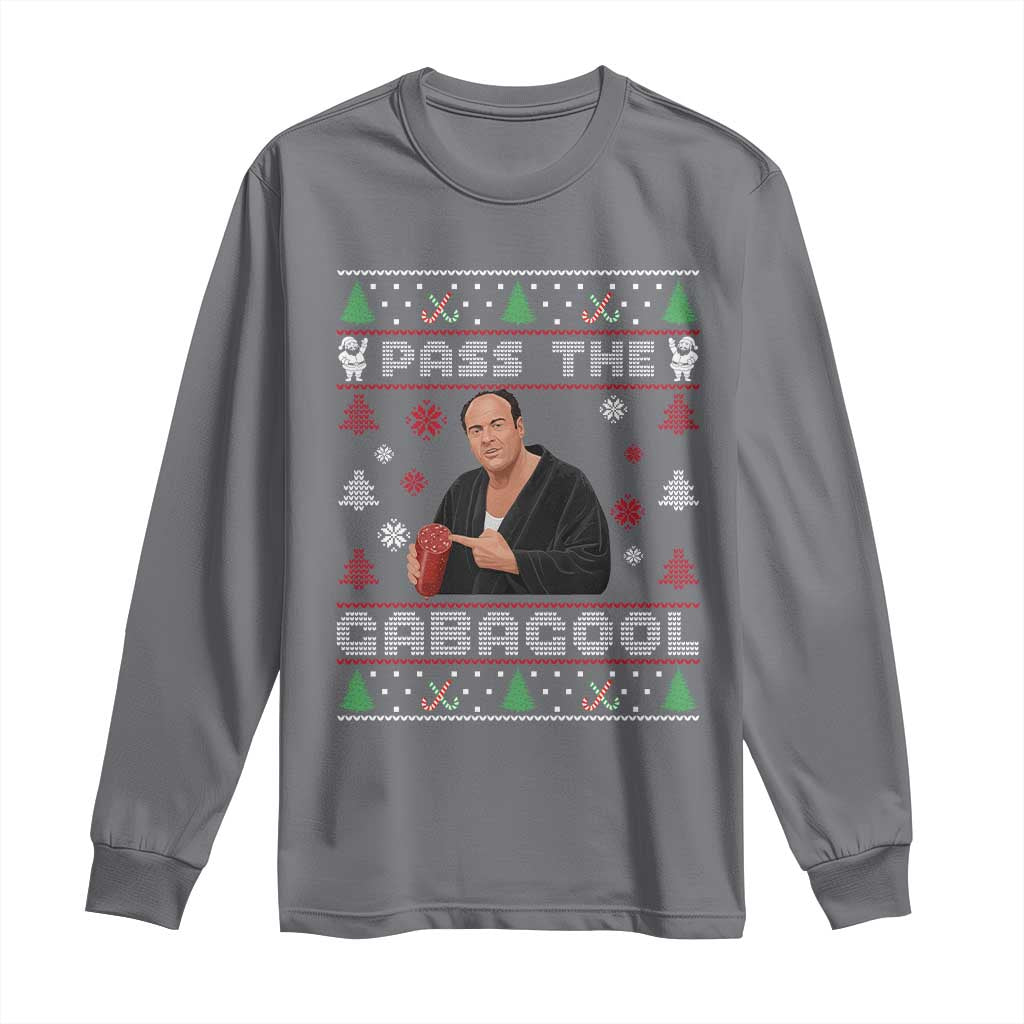 Pass The Gabagool Ugly Christmas Long Sleeve Shirt Retro TV Show Funny TS10 Charcoal Print Your Wear