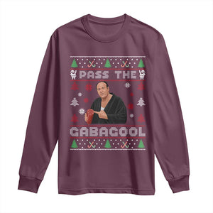 Pass The Gabagool Ugly Christmas Long Sleeve Shirt Retro TV Show Funny TS10 Maroon Print Your Wear