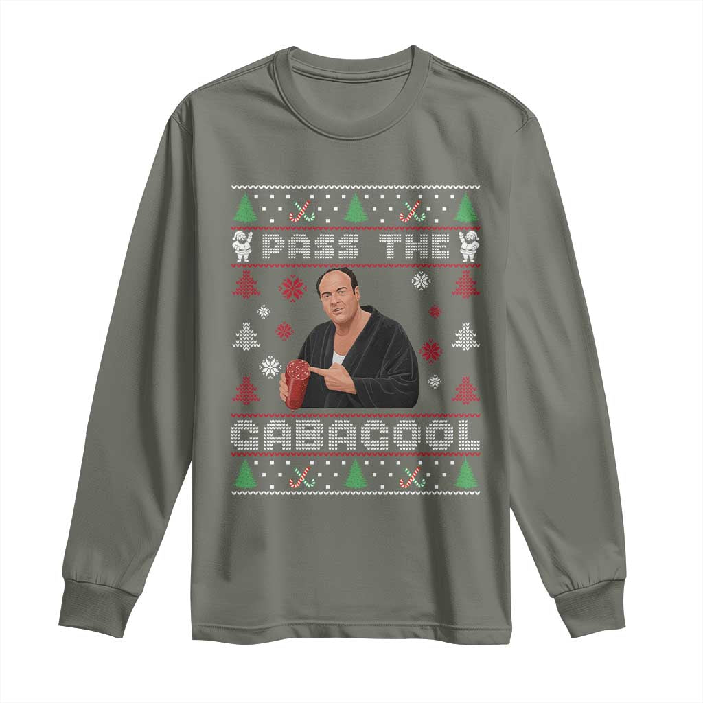 Pass The Gabagool Ugly Christmas Long Sleeve Shirt Retro TV Show Funny TS10 Military Green Print Your Wear