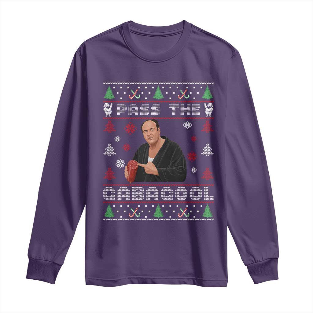 Pass The Gabagool Ugly Christmas Long Sleeve Shirt Retro TV Show Funny TS10 Purple Print Your Wear
