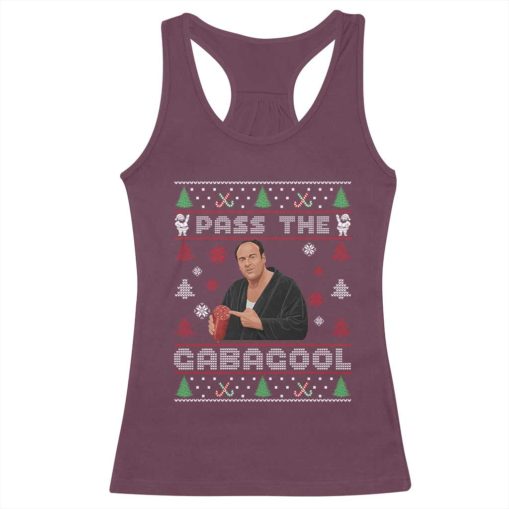 Pass The Gabagool Ugly Christmas Racerback Tank Top Retro TV Show Funny TS10 Maroon Print Your Wear