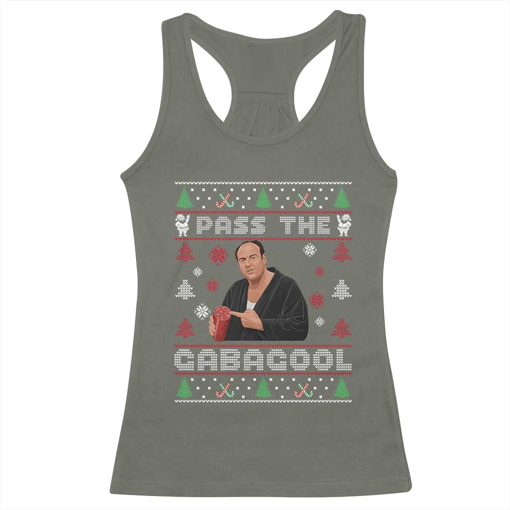 Pass The Gabagool Ugly Christmas Racerback Tank Top Retro TV Show Funny TS10 Military Green Print Your Wear