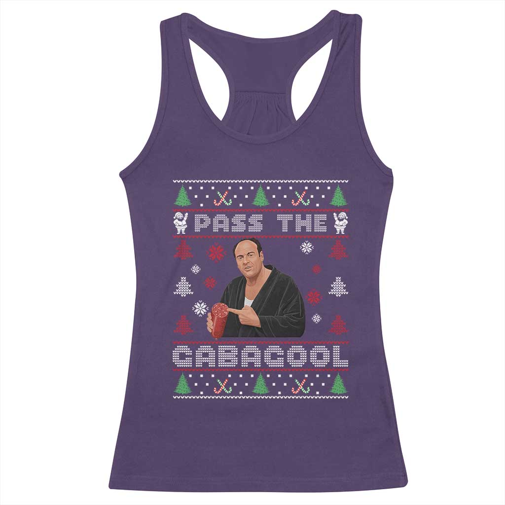 Pass The Gabagool Ugly Christmas Racerback Tank Top Retro TV Show Funny TS10 Purple Print Your Wear
