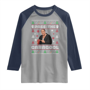 Pass The Gabagool Ugly Christmas Raglan Shirt Retro TV Show Funny TS10 Sport Gray Navy Print Your Wear