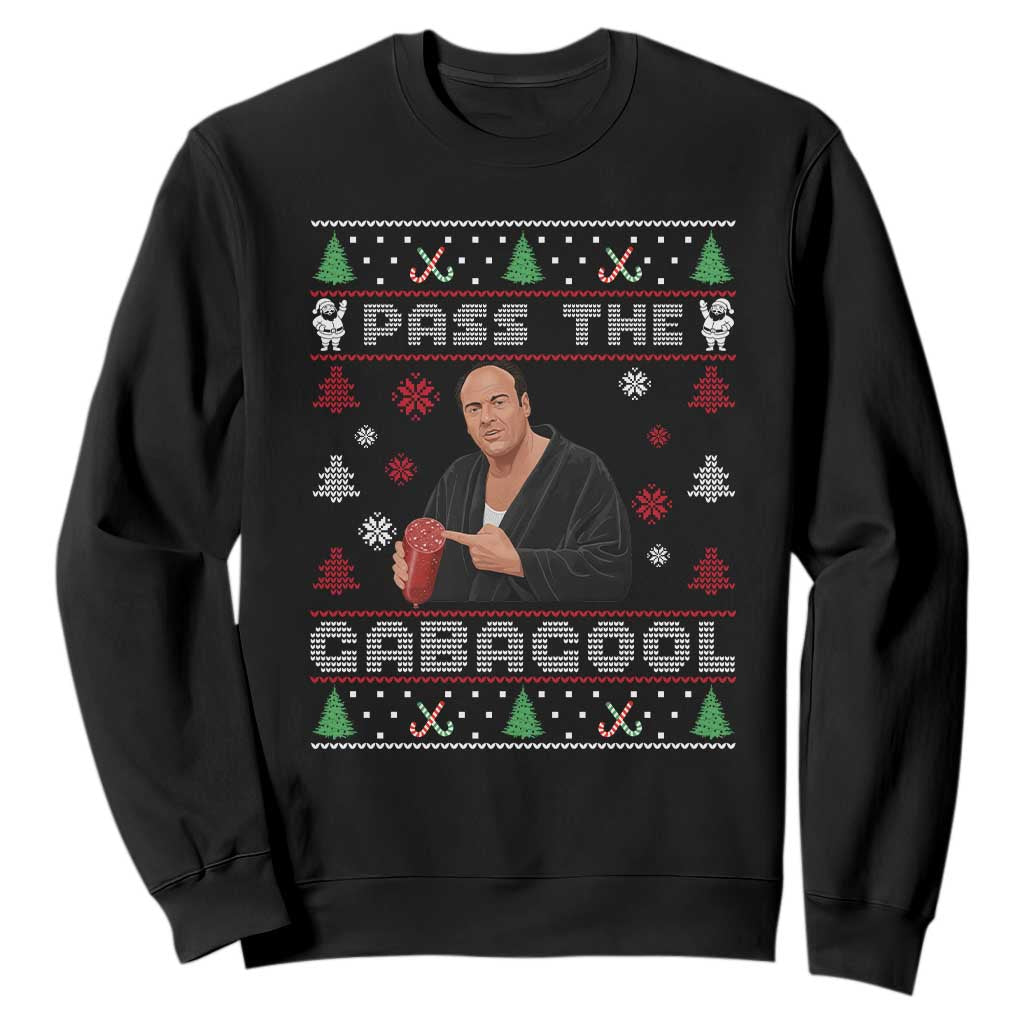 Pass The Gabagool Ugly Christmas Sweatshirt Retro TV Show Funny TS10 Black Print Your Wear