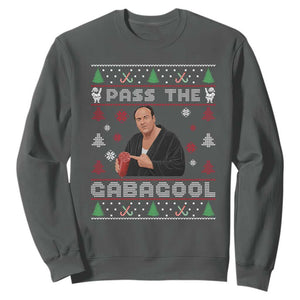 Pass The Gabagool Ugly Christmas Sweatshirt Retro TV Show Funny TS10 Dark Heather Print Your Wear