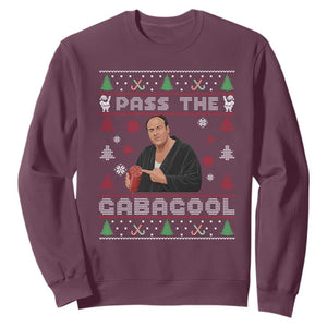 Pass The Gabagool Ugly Christmas Sweatshirt Retro TV Show Funny TS10 Maroon Print Your Wear