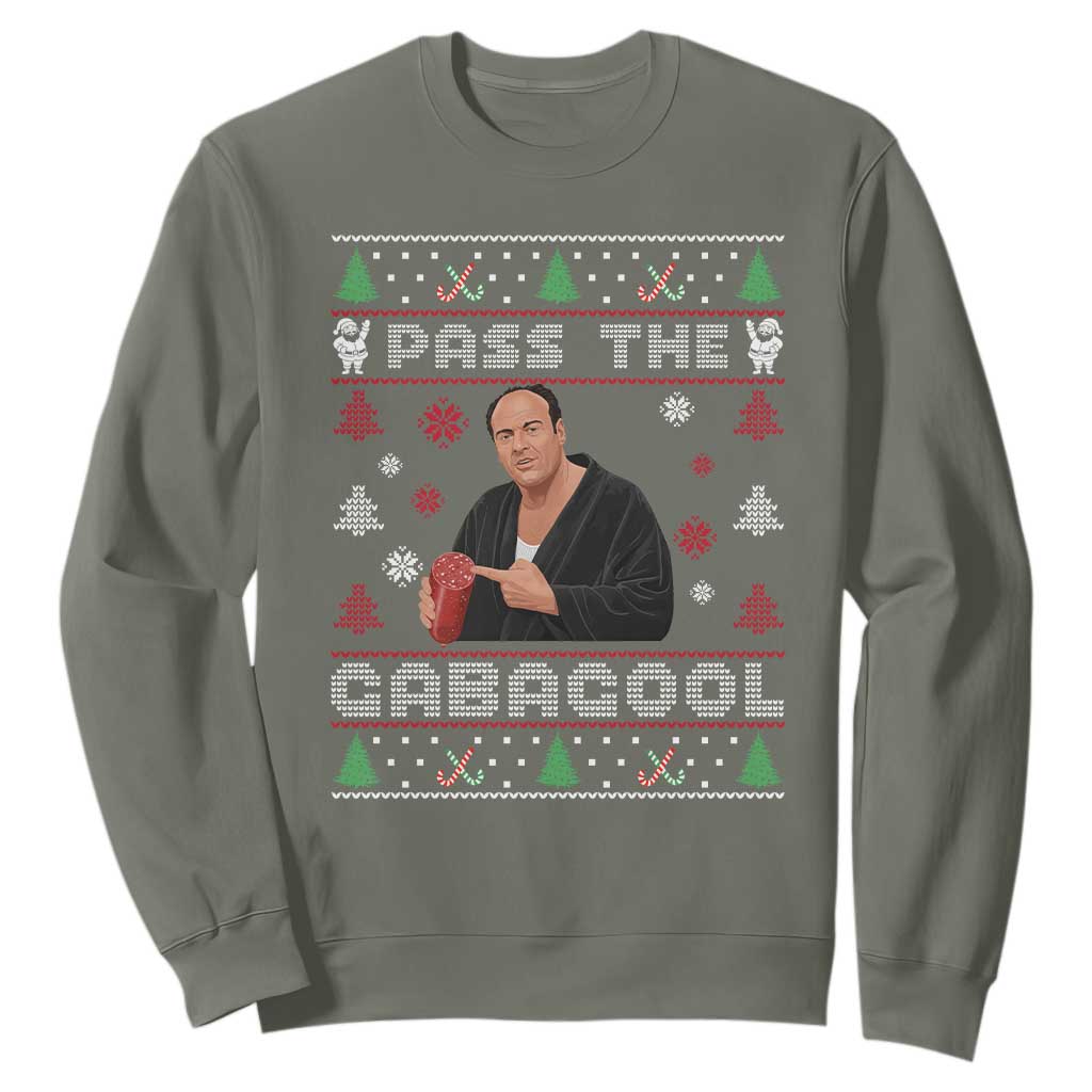 Pass The Gabagool Ugly Christmas Sweatshirt Retro TV Show Funny TS10 Military Green Print Your Wear