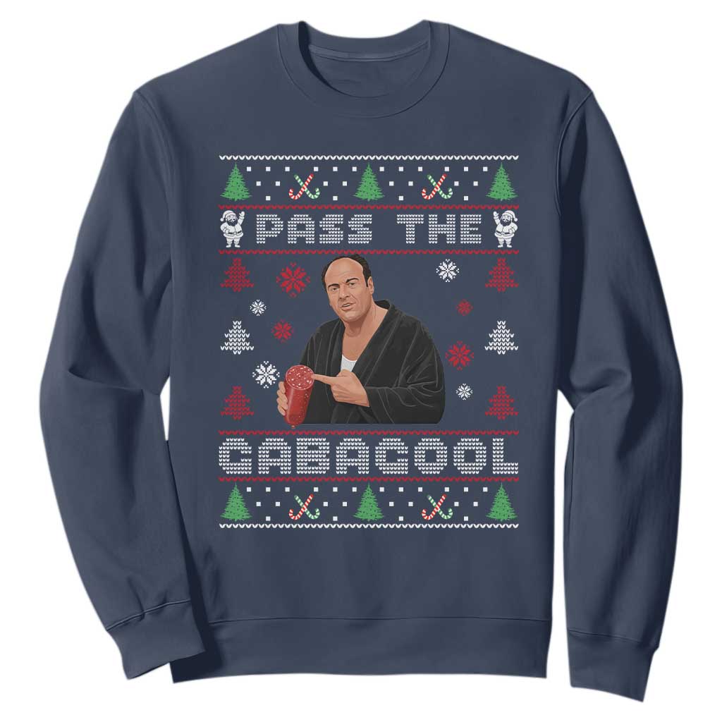 Pass The Gabagool Ugly Christmas Sweatshirt Retro TV Show Funny TS10 Navy Print Your Wear