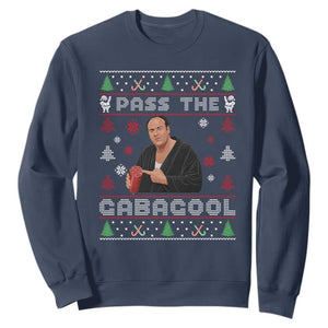 Pass The Gabagool Ugly Christmas Sweatshirt Retro TV Show Funny TS10 Navy Print Your Wear