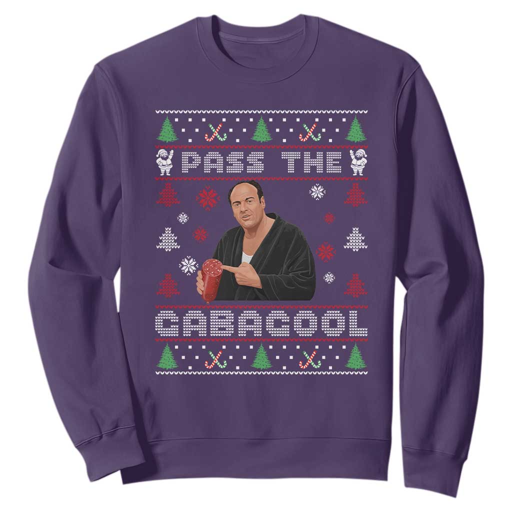 Pass The Gabagool Ugly Christmas Sweatshirt Retro TV Show Funny TS10 Purple Print Your Wear
