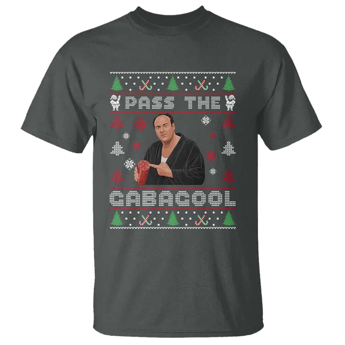 Pass The Gabagool Ugly Christmas T Shirt Retro TV Show Funny TS10 Dark Heather Print Your Wear