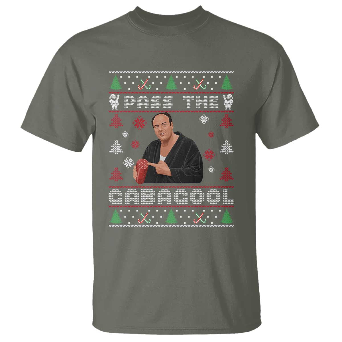 Pass The Gabagool Ugly Christmas T Shirt Retro TV Show Funny TS10 Military Green Print Your Wear