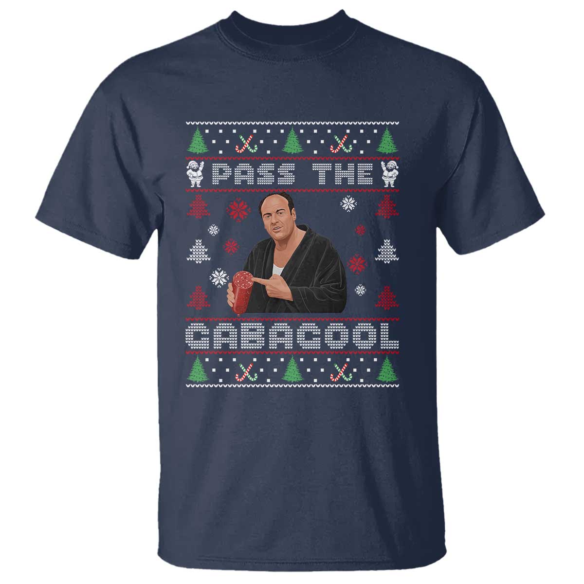 Pass The Gabagool Ugly Christmas T Shirt Retro TV Show Funny TS10 Navy Print Your Wear