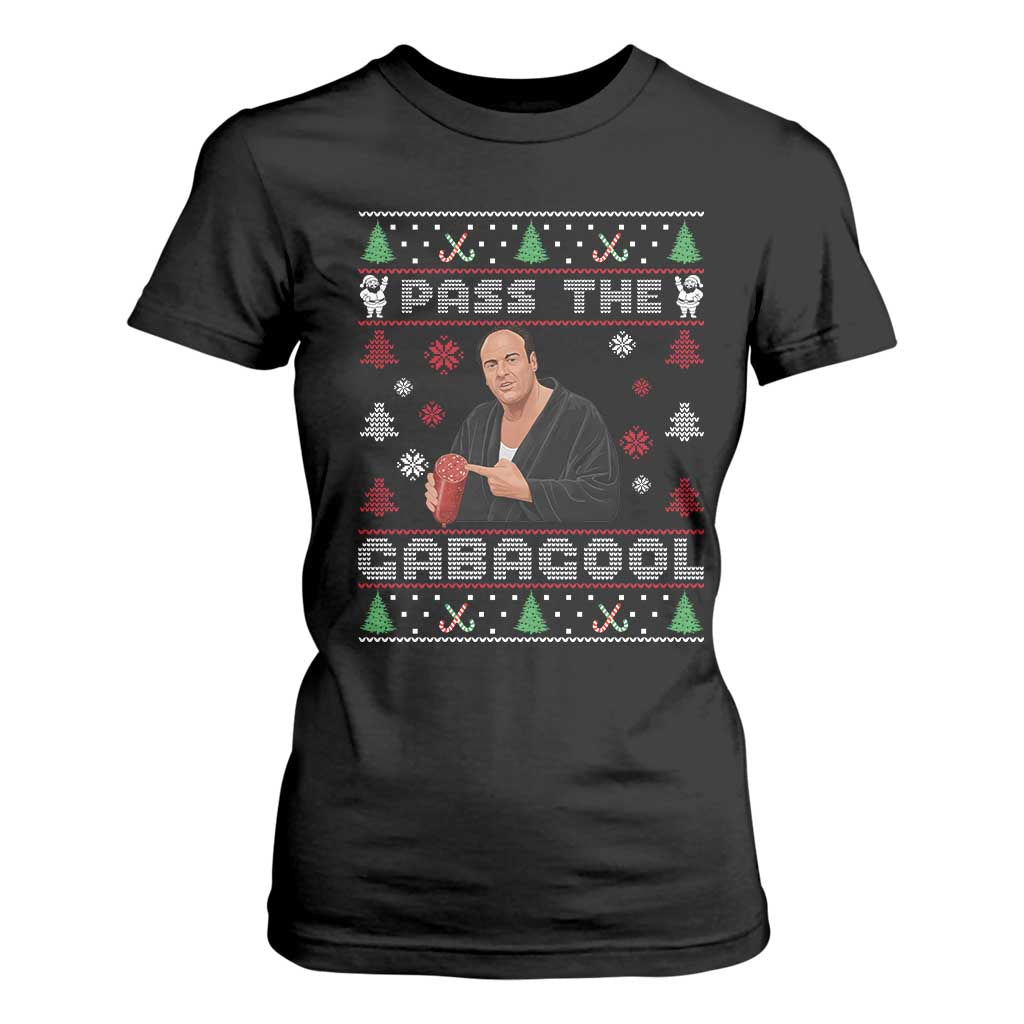 Pass The Gabagool Ugly Christmas T Shirt For Women Retro TV Show Funny TS10 Black Print Your Wear