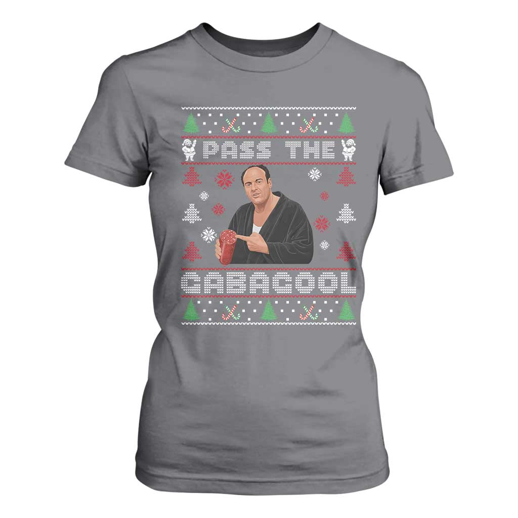 Pass The Gabagool Ugly Christmas T Shirt For Women Retro TV Show Funny TS10 Charcoal Print Your Wear