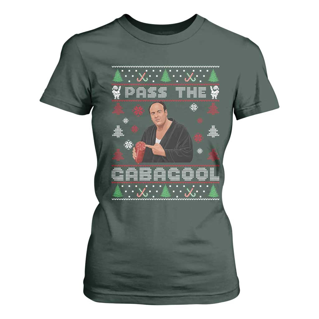 Pass The Gabagool Ugly Christmas T Shirt For Women Retro TV Show Funny TS10 Dark Forest Green Print Your Wear