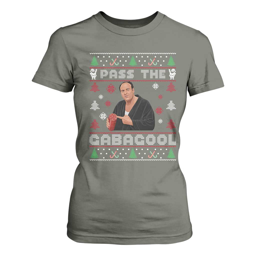 Pass The Gabagool Ugly Christmas T Shirt For Women Retro TV Show Funny TS10 Military Green Print Your Wear
