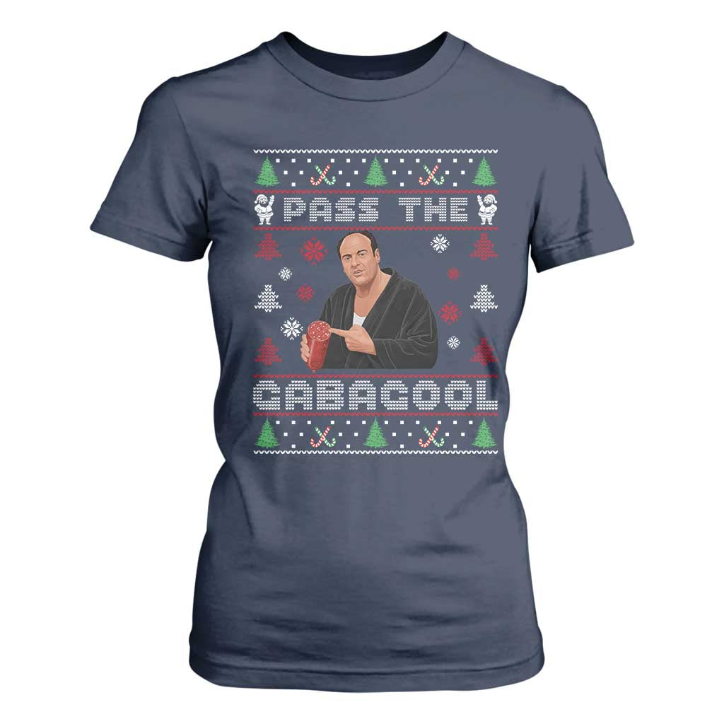 Pass The Gabagool Ugly Christmas T Shirt For Women Retro TV Show Funny TS10 Navy Print Your Wear