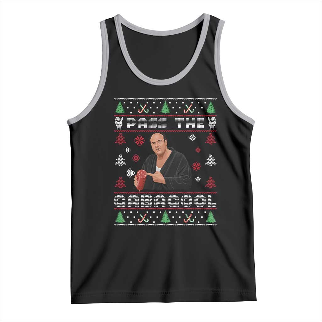 Pass The Gabagool Ugly Christmas Tank Top Retro TV Show Funny TS10 Black Athletic Heather Print Your Wear