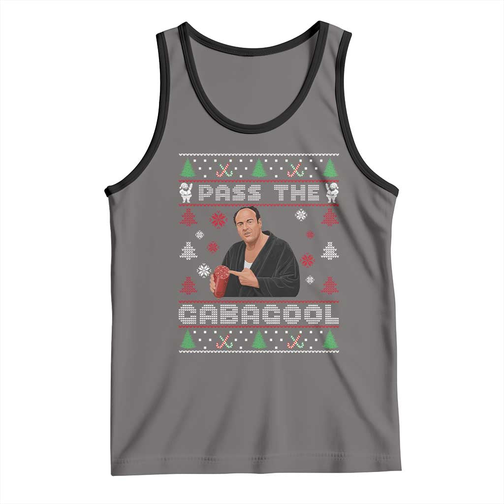 Pass The Gabagool Ugly Christmas Tank Top Retro TV Show Funny TS10 Deep Heather Black Print Your Wear
