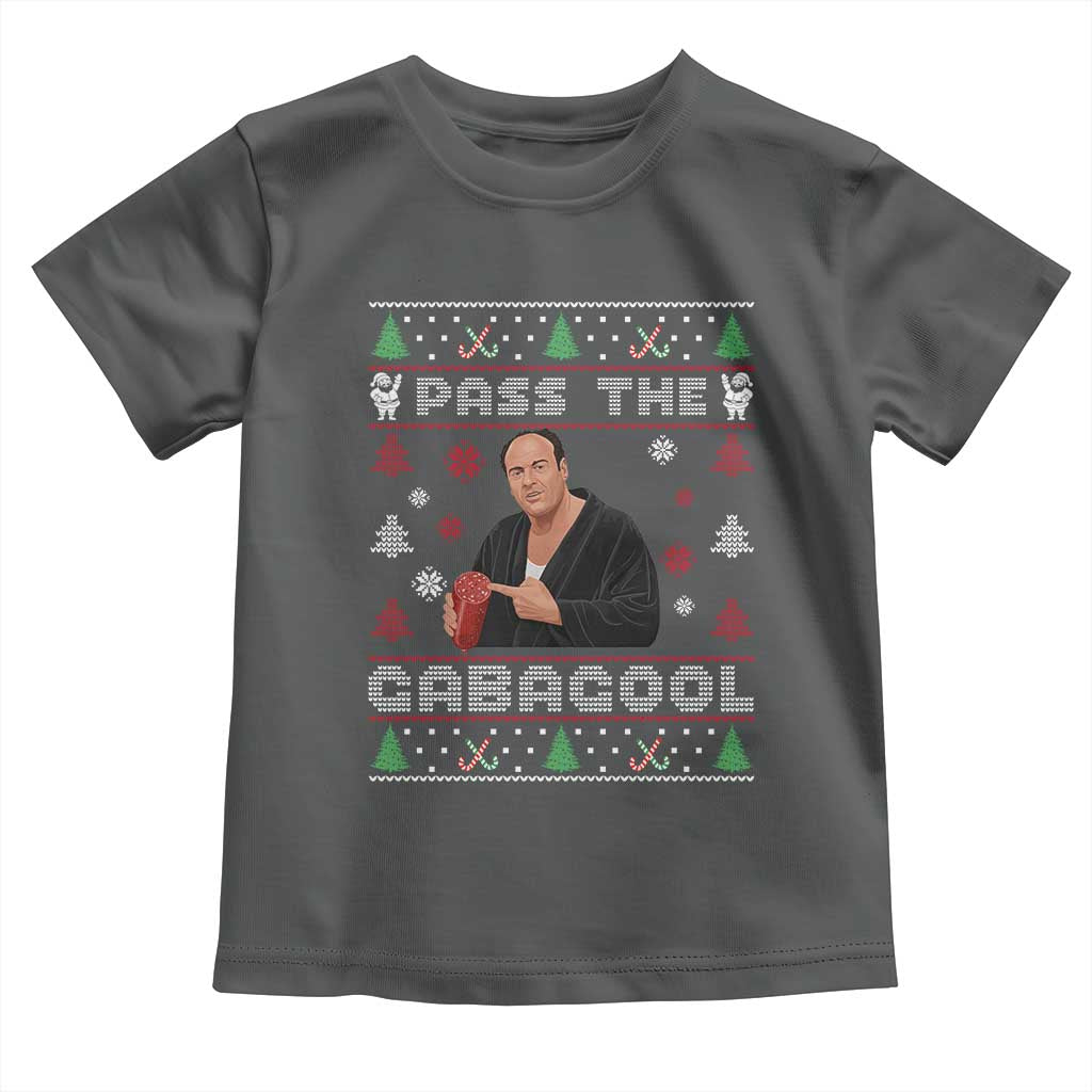 Pass The Gabagool Ugly Christmas Toddler T Shirt Retro TV Show Funny TS10 Dark Heather Print Your Wear