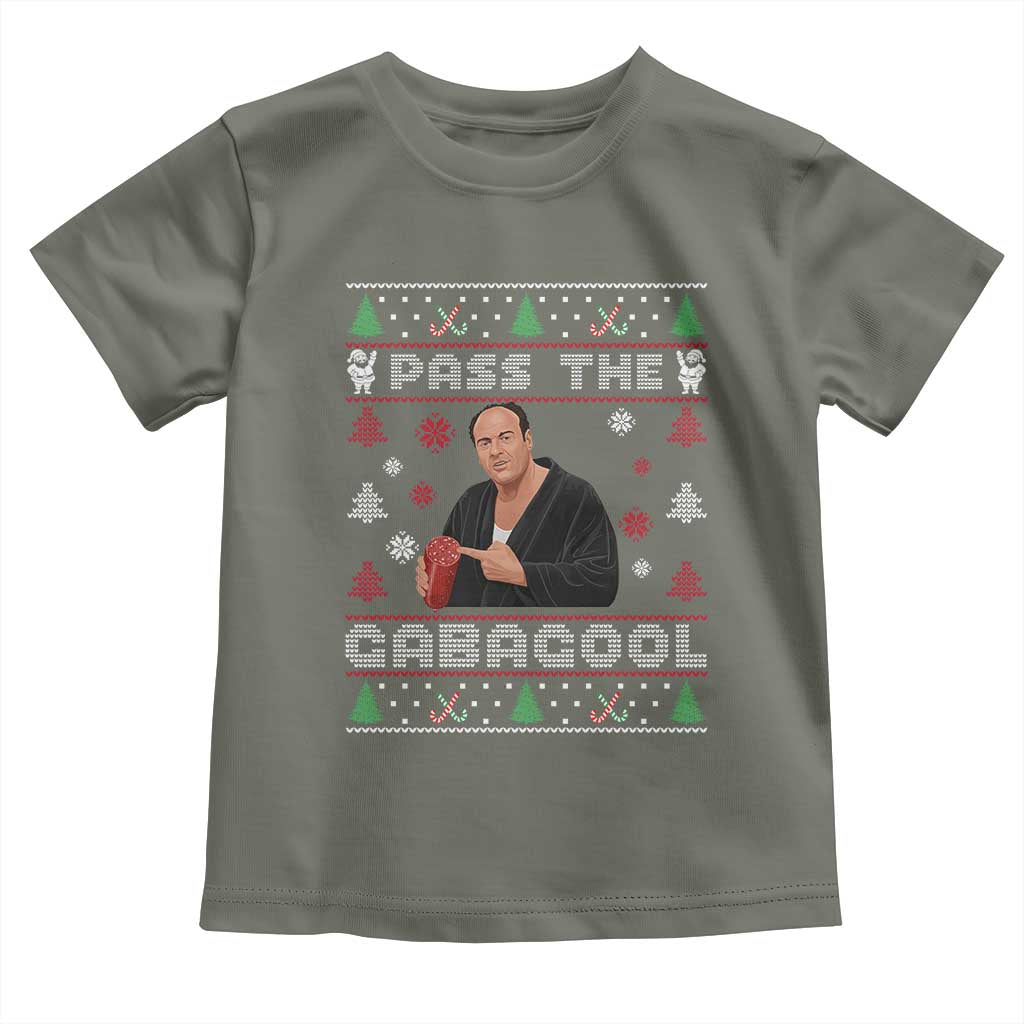 Pass The Gabagool Ugly Christmas Toddler T Shirt Retro TV Show Funny TS10 Military Green Print Your Wear