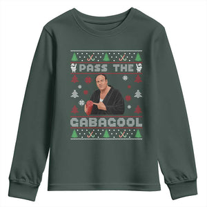 Pass The Gabagool Ugly Christmas Youth Sweatshirt Retro TV Show Funny TS10 Dark Forest Green Print Your Wear