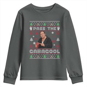 Pass The Gabagool Ugly Christmas Youth Sweatshirt Retro TV Show Funny TS10 Dark Heather Print Your Wear