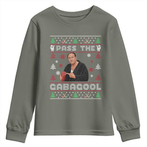 Pass The Gabagool Ugly Christmas Youth Sweatshirt Retro TV Show Funny TS10 Military Green Print Your Wear