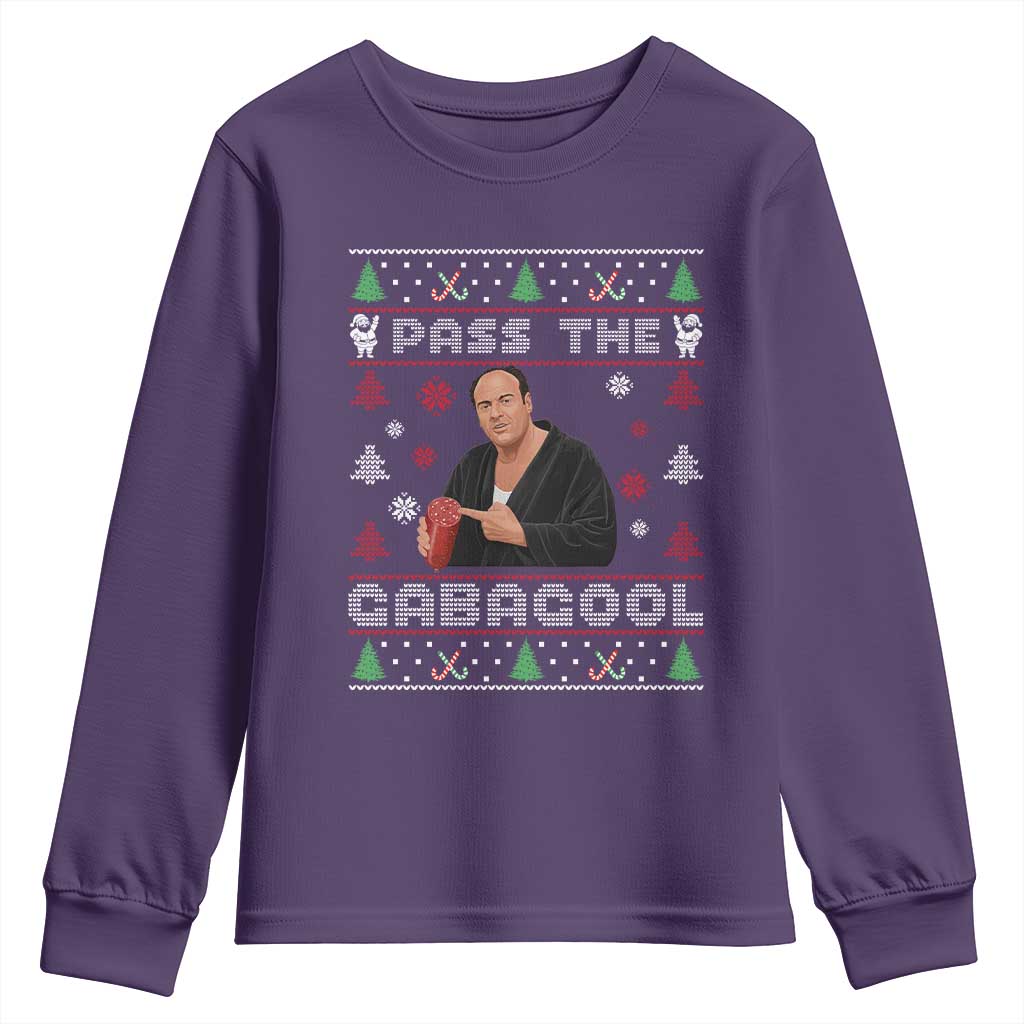 Pass The Gabagool Ugly Christmas Youth Sweatshirt Retro TV Show Funny TS10 Purple Print Your Wear