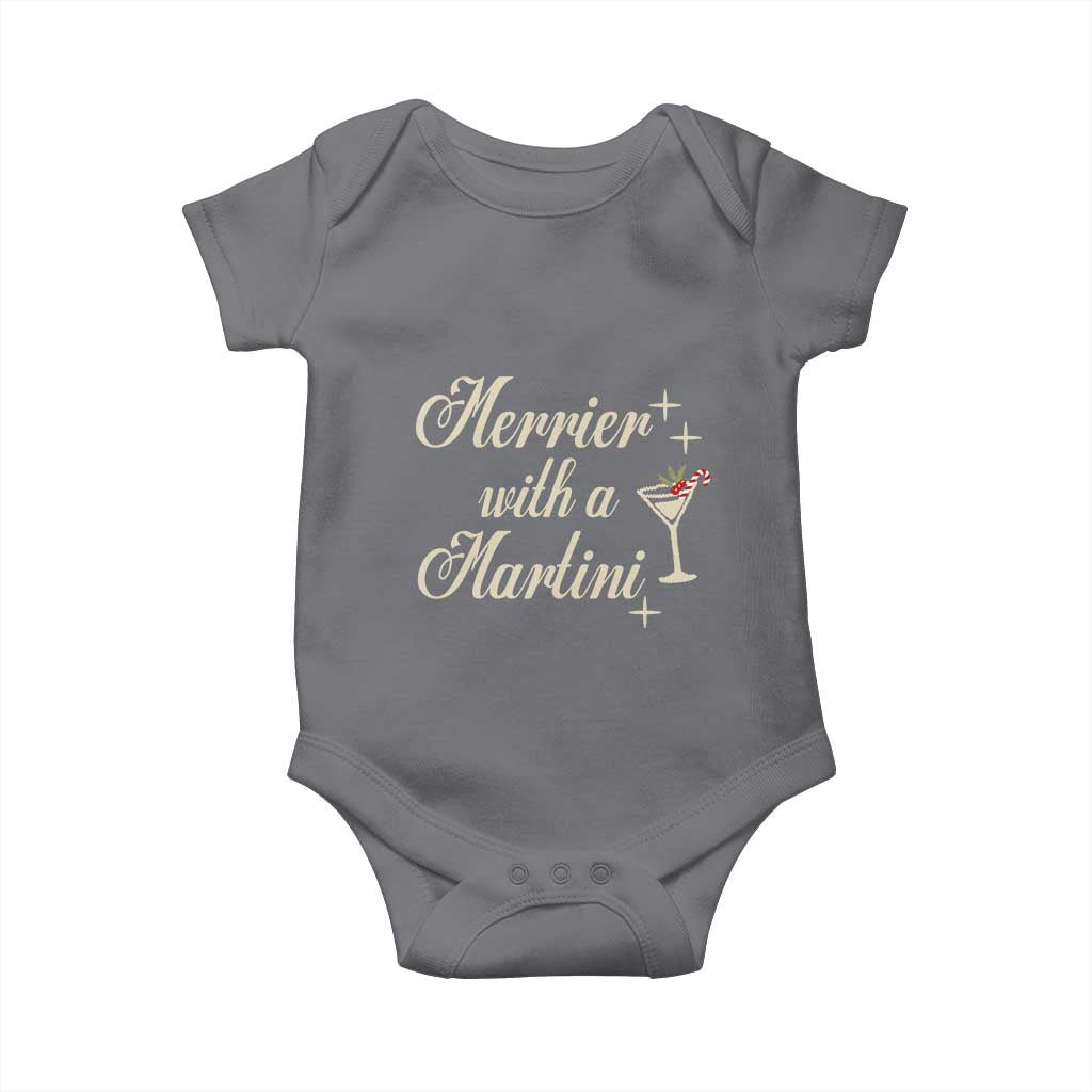 Merrier With a Martini Christmas Baby Onesie TS10 Charcoal Print Your Wear