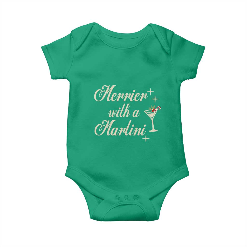 Merrier With a Martini Christmas Baby Onesie TS10 Irish Green Print Your Wear