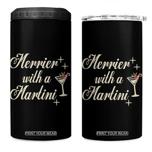 Merrier With a Martini Christmas 4 in 1 Can Cooler Tumbler TS10 One Size: 16 oz Black Print Your Wear