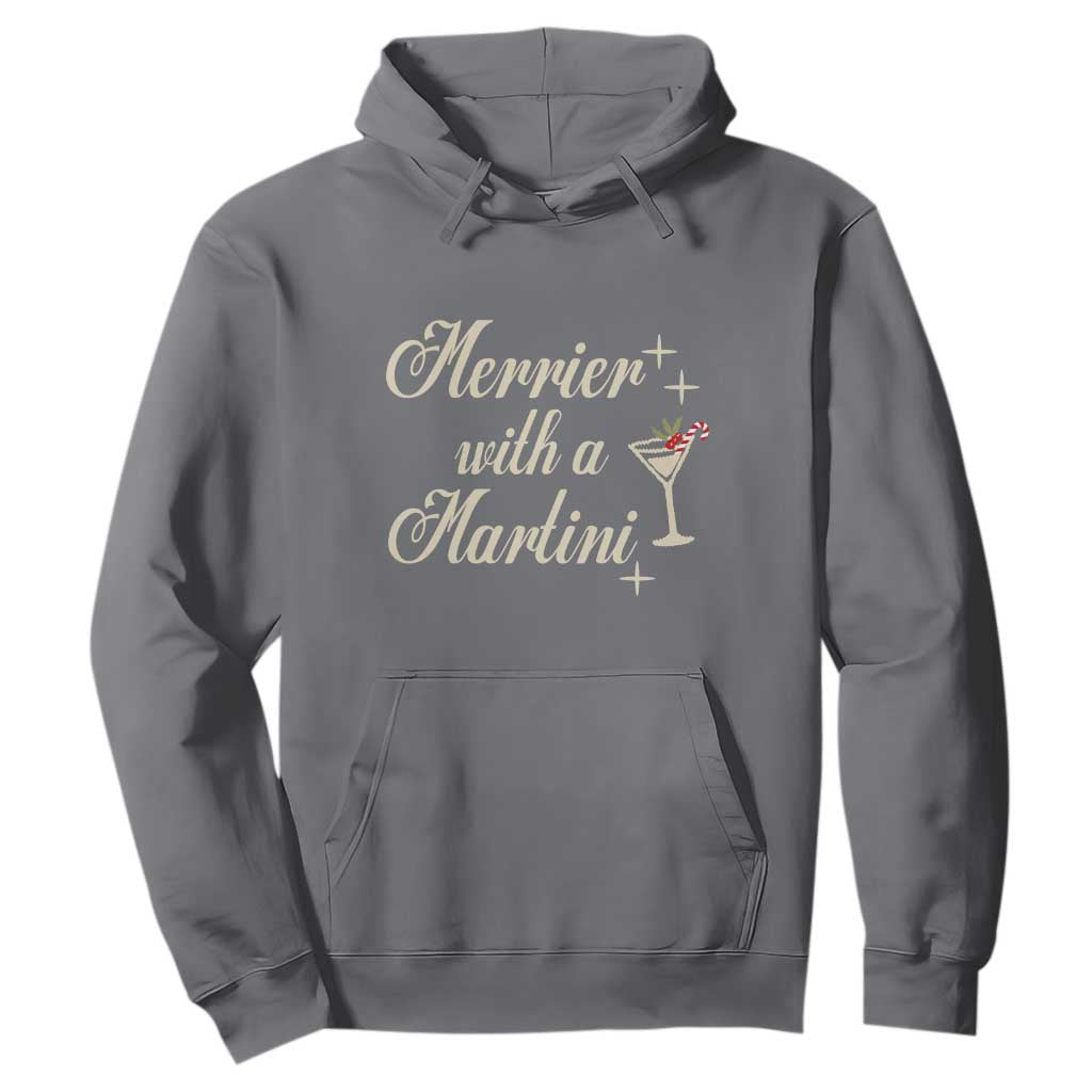 Merrier With a Martini Christmas Hoodie TS10 Charcoal Print Your Wear
