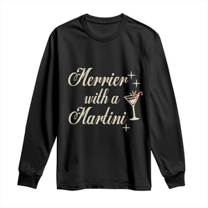 Merrier With a Martini Christmas Long Sleeve Shirt TS10 Black Print Your Wear