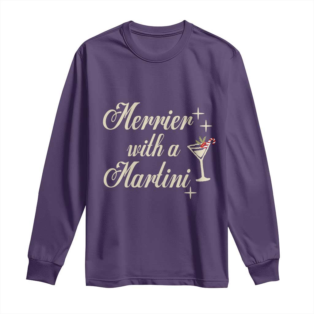 Merrier With a Martini Christmas Long Sleeve Shirt TS10 Purple Print Your Wear