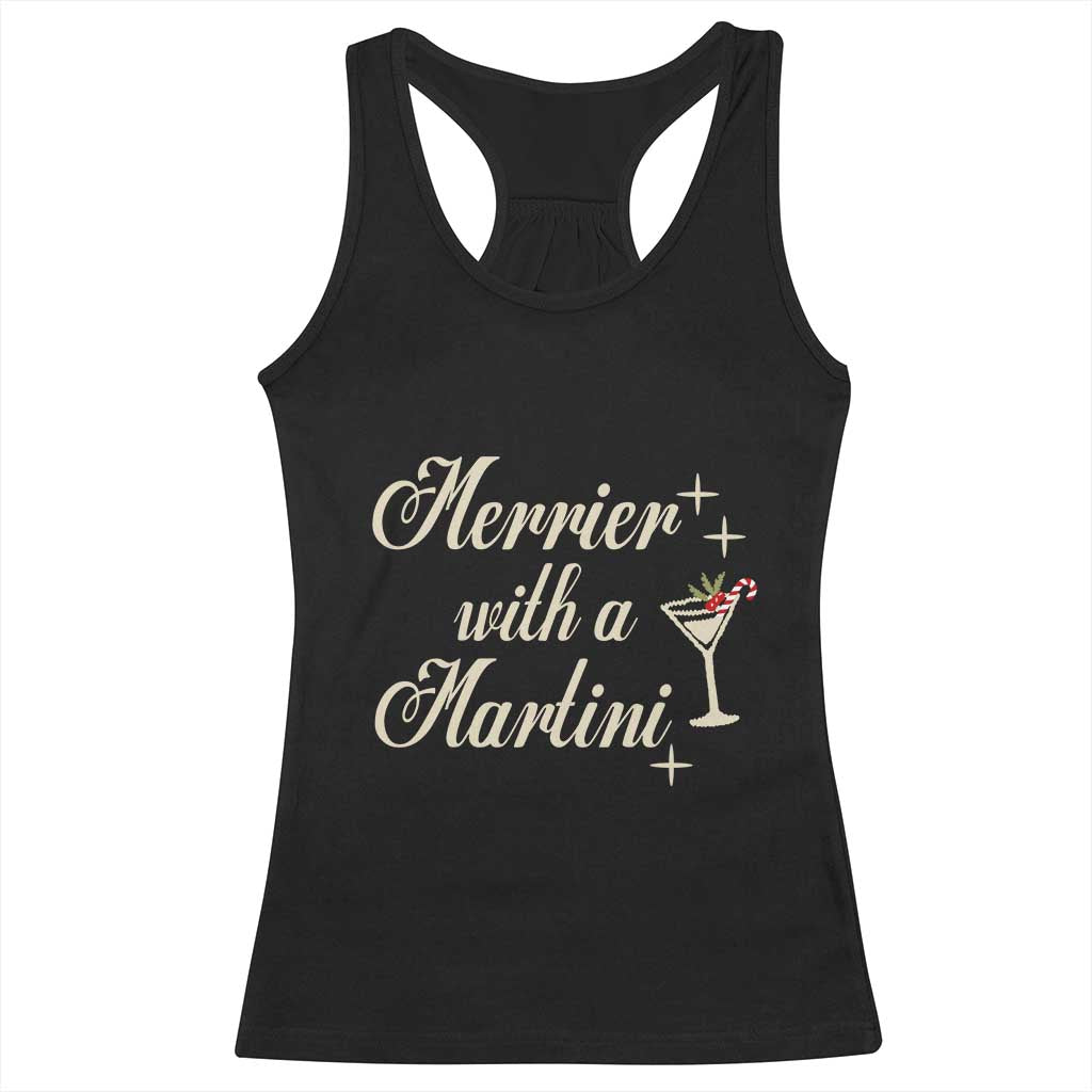 Merrier With a Martini Christmas Racerback Tank Top TS10 Black Print Your Wear