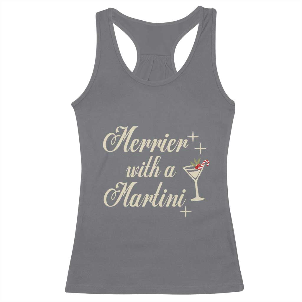 Merrier With a Martini Christmas Racerback Tank Top TS10 Charcoal Print Your Wear